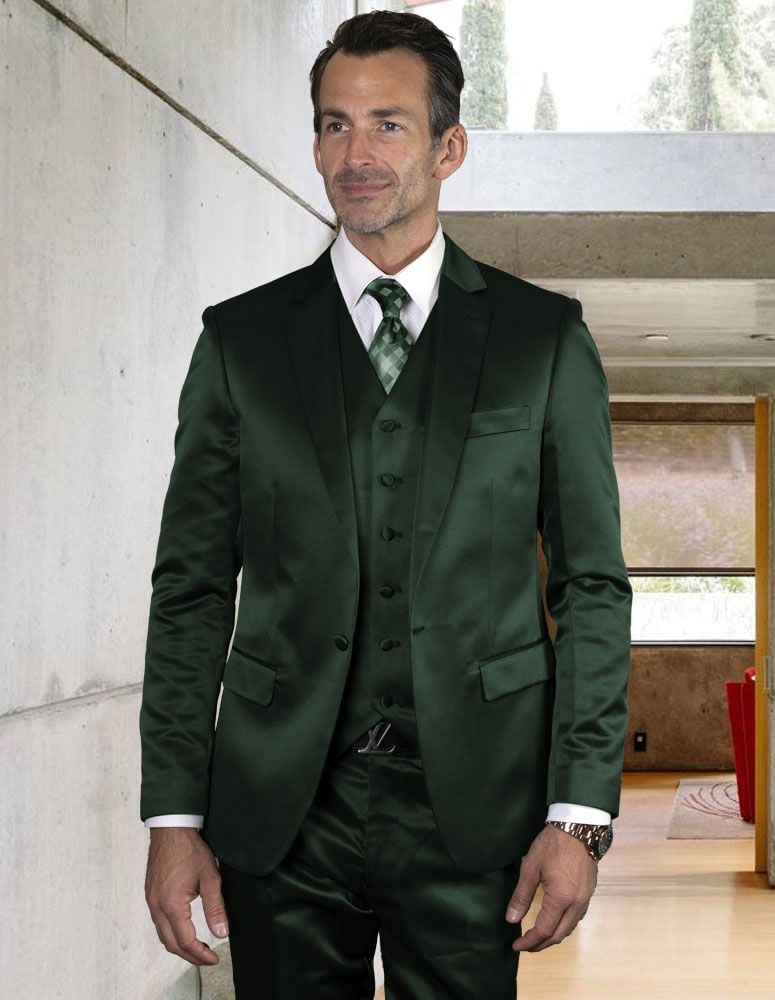 Men's Sharkskin 3-Piece Suit: Unique Fashion Statement - 38 Short Jacket+32 Waist Adjustable 28to34)(Height: 5 4 to5 7 )(Neck 15-16.5)S-M)