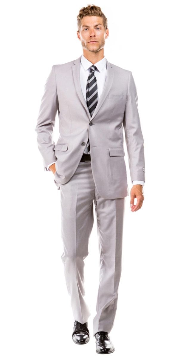 Tazio Men's 2-Piece Slim-Fit Executive Suit with Side Vents - Tailored Look - 34 Short or Extra Small
