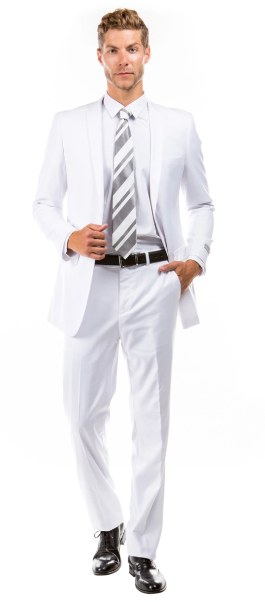Tazio Men's 2-Piece Slim-Fit Executive Suit with Side Vents - Tailored Look - 34 Short or Extra Small
