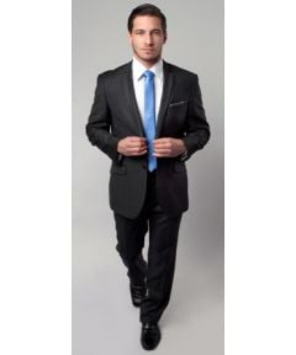 Tazio Men's Slim-Fit Sharkskin Stripe 2-Piece Suit - 38 Short Jacket+32 Waist Adjustable 28to34)(Height: 5 4 to5 7 )(Neck 15-16.5)S-M)
