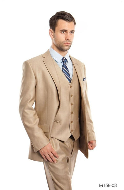 Tazio Men's Outlet 3-Piece Executive Textured Solid Suit in black