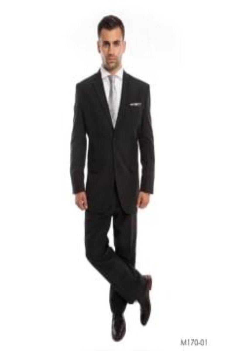 Vitto Men's Tailored Fit Pinstripe Suit 2 PC Set with Pleated Pants