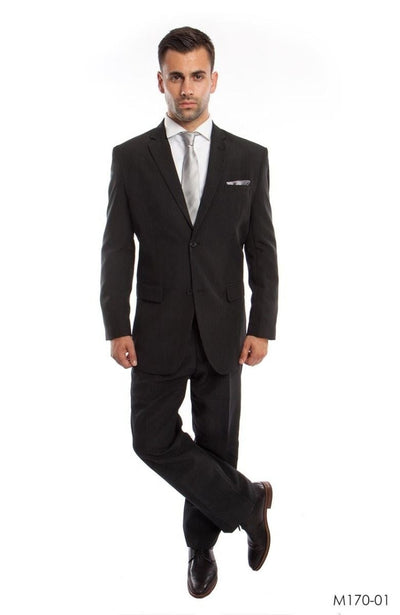 Vitto Men's Tailored Fit Pinstripe Suit 2 PC Set with Pleated Pants