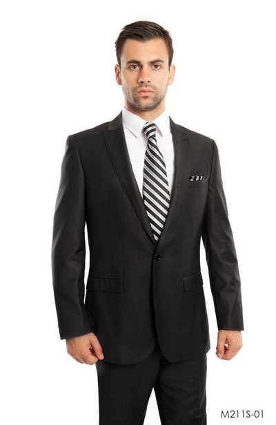 Tazio Men's Slim Fit 2 Piece Suit Classic Solid Colors