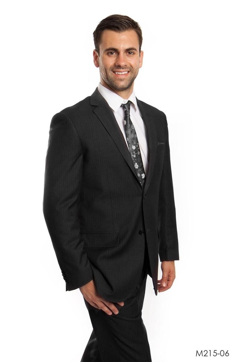 Tazio Mens 2pc Slim Fit Executive Pinstripe Suit Thin Stripes - 38 Short Jacket+32 Waist Adjustable 28to34)(Height: 5 4 to5 7 )(Neck 15-16.5)S-M)