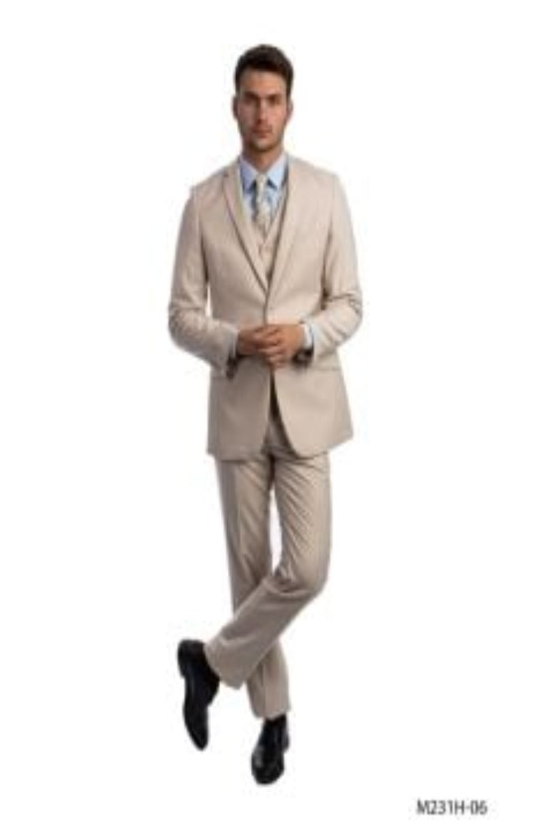 Men's Ivory 3 Piece Executive Suit - Narrow Leg Pants