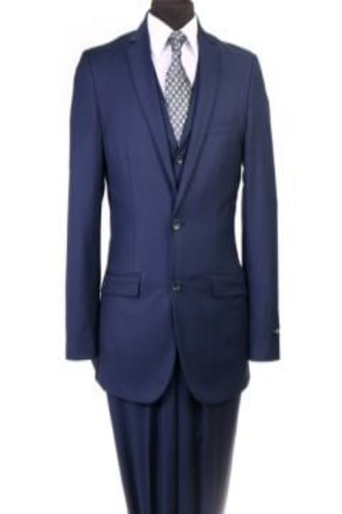 Azzuro Men's 3 Pc Slim Fit Executive Suit Set Lapel Vest