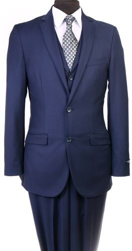 Azzuro Men's 3 Pc Slim Fit Executive Suit Set Lapel Vest