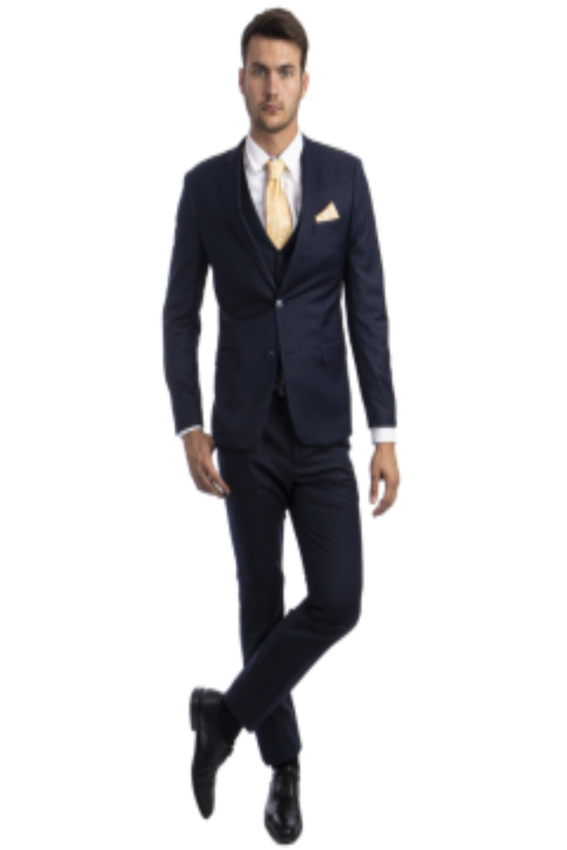 Sean Alexander Men's Outlet Skinny Fit 3-Piece Suit with Notch Lapel - 34 Short or Extra Small