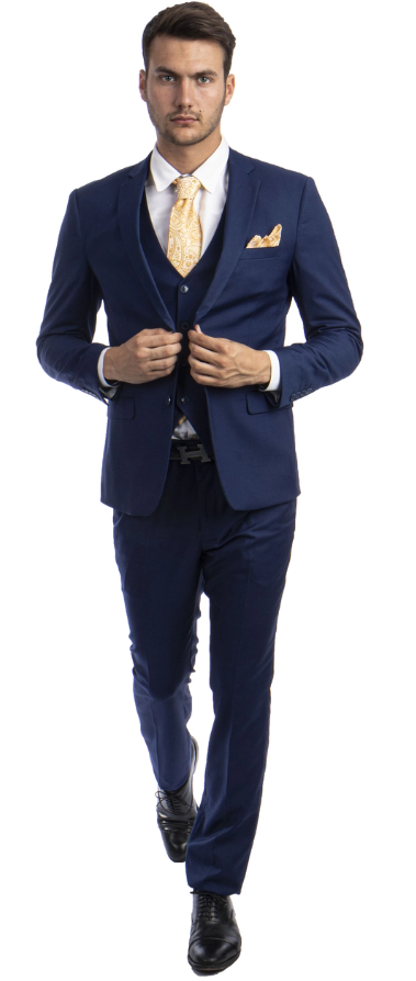 Sean Alexander Men's 3 Piece Skinny Fit Suit Notch Lapel with Tailored Fit - 38 Short Jacket+32 Waist Adjustable 28to34)(Height: 5 4 to5 7 )(Neck 15-16.5)S-M)