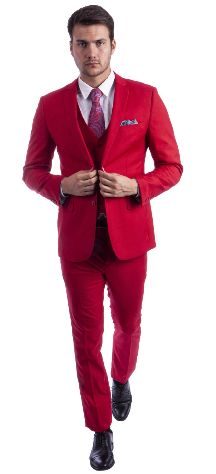 Sean Alexander Men's 3 Piece Skinny Fit Suit Notch Lapel with Tailored Fit - 38 Short Jacket+32 Waist Adjustable 28to34)(Height: 5 4 to5 7 )(Neck 15-16.5)S-M)