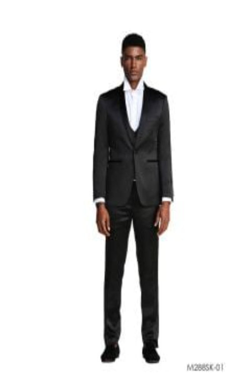 Tazio Men's Slim Fit 3-Piece Suit - Slight Sheen