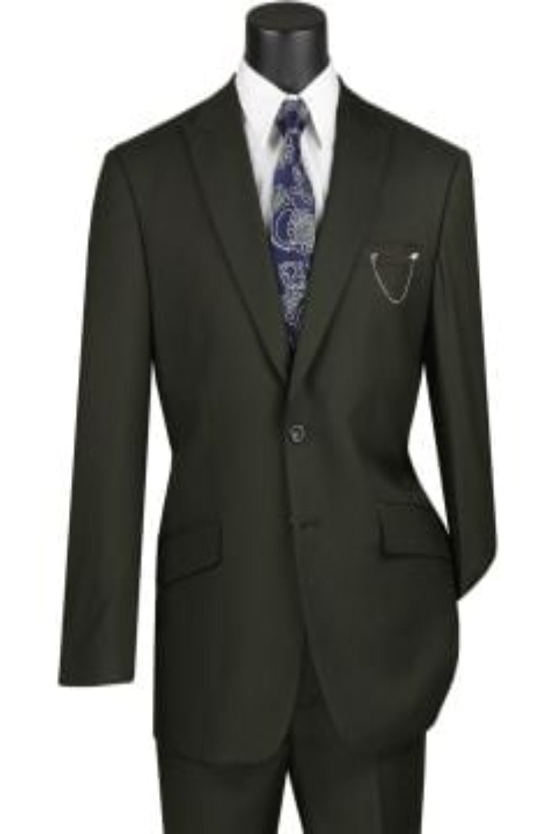 Vinci Men's 2 Piece Modern Fit Executive Suit Pure Solid