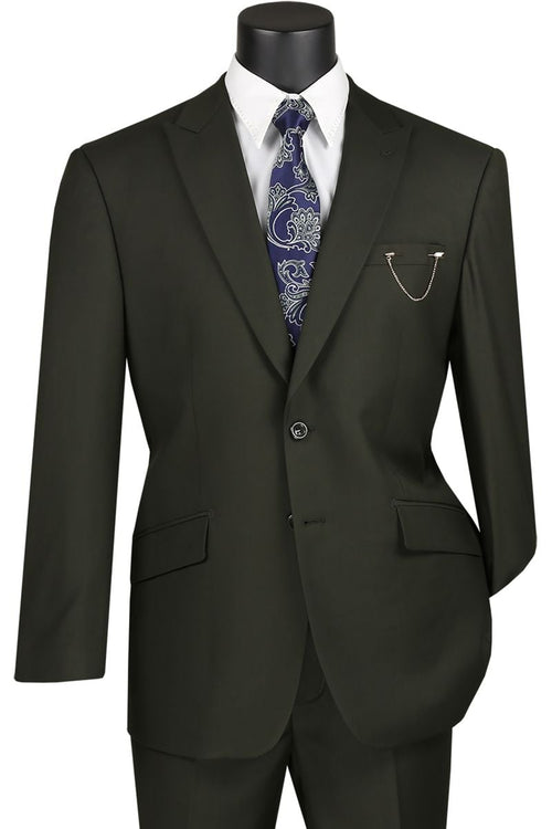 Vinci Men's 2 Piece Modern Fit Executive Suit Pure Solid