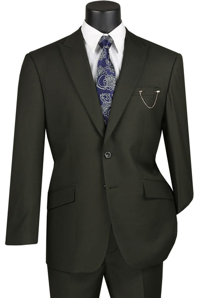 Vinci Men's 2 Piece Modern Fit Executive Suit Pure Solid