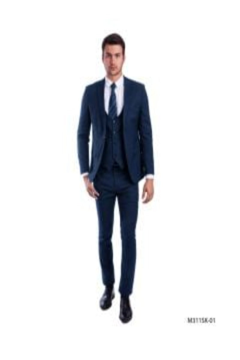 Sean Alexander Men's Outlet 3-Piece Skinny Fit Suit Vest - 38 Short Jacket+32 Waist Adjustable 28to34)(Height: 5 4 to5 7 )(Neck 15-16.5)S-M)