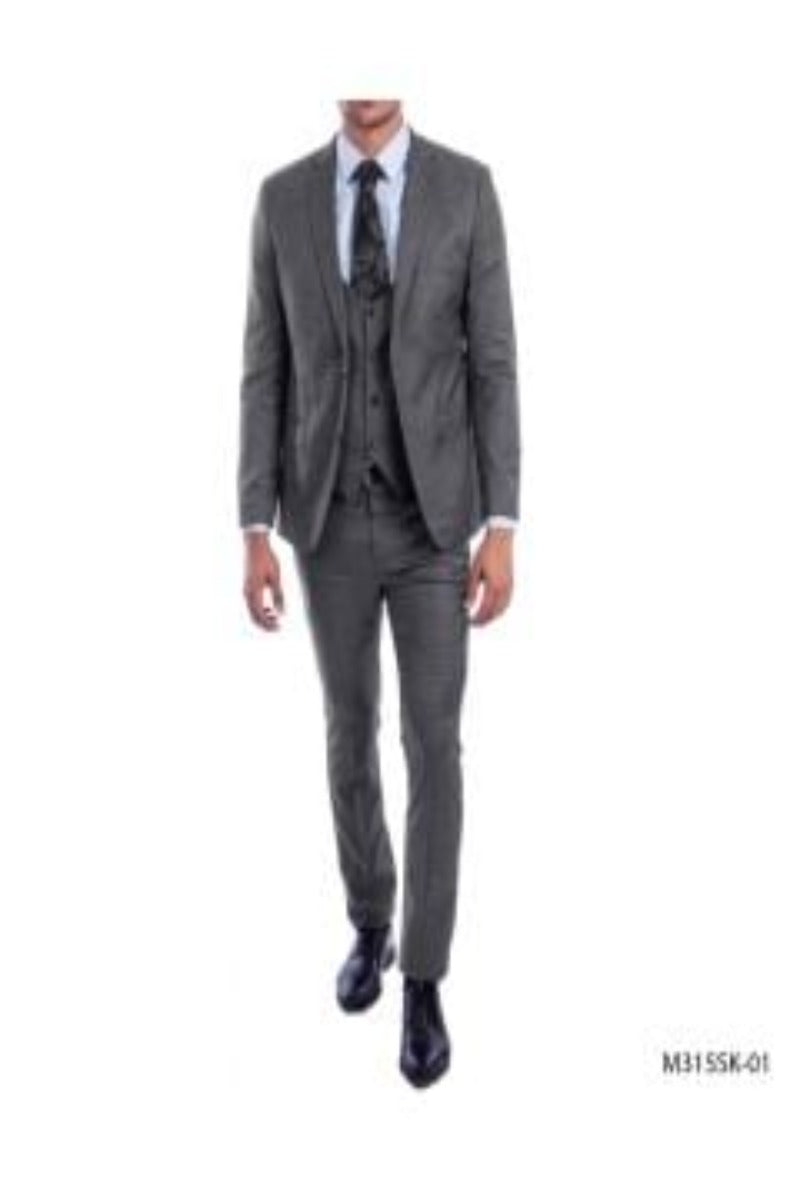 Sean Alexander Men's 3 Piece Executive Suit with Unique Vest - 38 Short Jacket+32 Waist Adjustable 28to34)(Height: 5 4 to5 7 )(Neck 15-16.5)S-M)