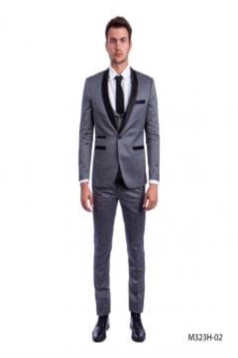 MANZINI PARIS-3 Men's 3-Piece Tailored-Fit Plaid Business Suit Black
