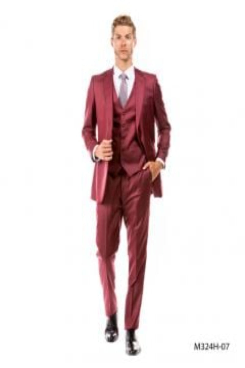 Tazio Men's 3 Piece Executive Suit Bold Colors & Patterns - 38 Short Jacket+32 Waist Adjustable 28to34)(Height: 5 4 to5 7 )(Neck 15-16.5)S-M)