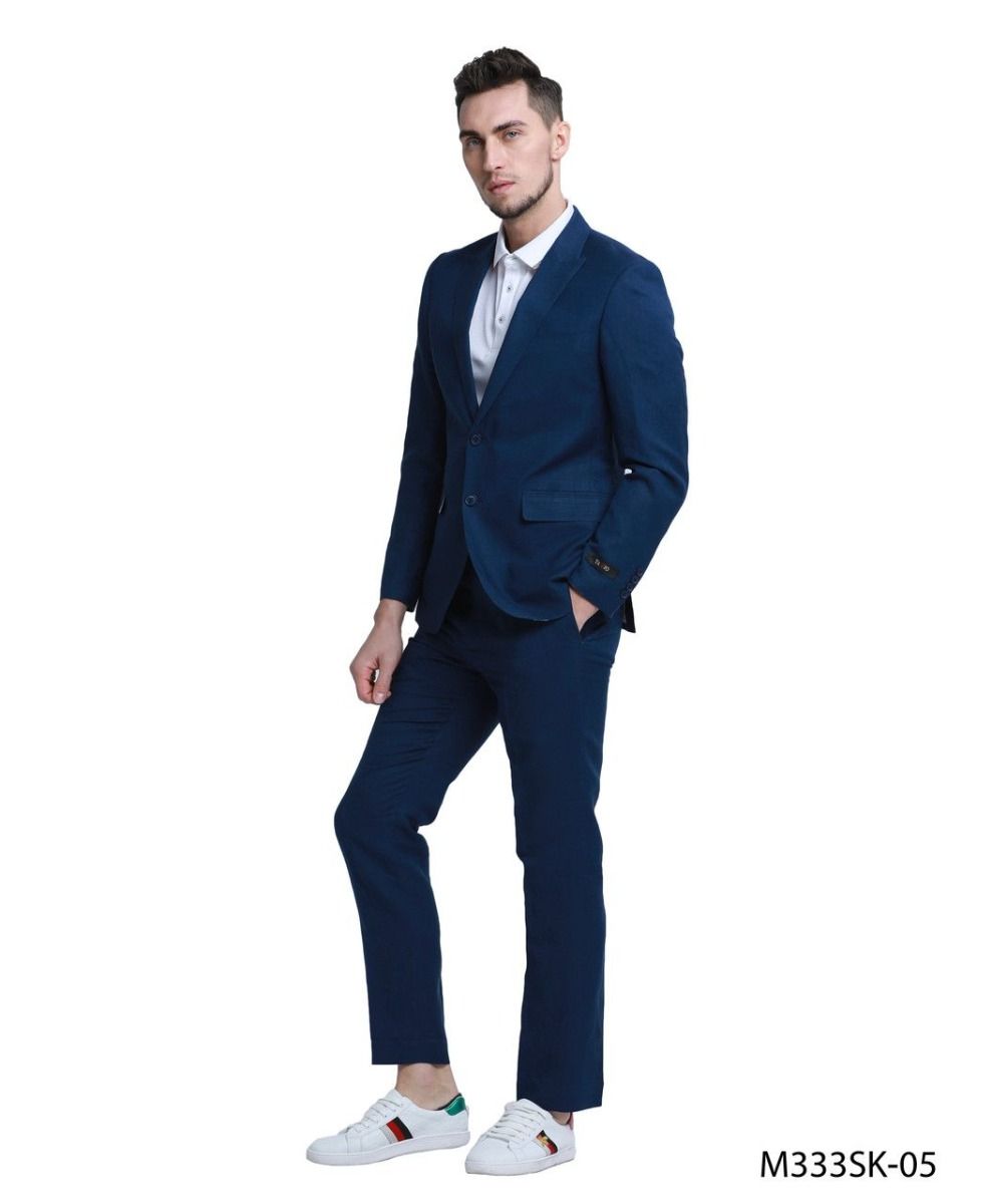 Tazio Men's Slim Fit 2-Piece Suit - Solid Color - 38 Short Jacket+32 Waist Adjustable 28to34)(Height: 5 4 to5 7 )(Neck 15-16.5)S-M)