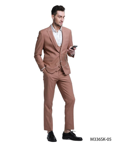 Jacket Tazio Men's 3 Piece Skinny Fit Suit with Double Breasted Vest & Jacket