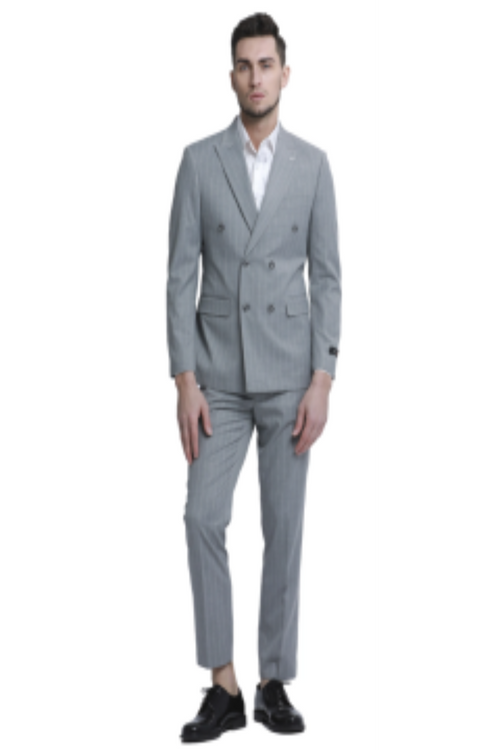 Tazio Men's Outfit: Light Pinstripe Skinny Fit 2-Piece Suit