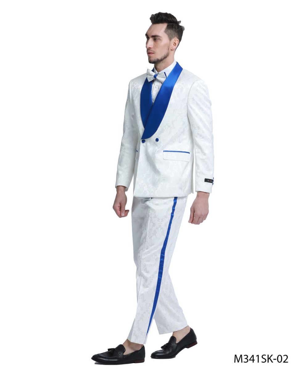 Tazio Men's Skinny Fit 2 Piece Suit Bold Color Accents - 38 Short Jacket+32 Waist Adjustable 28to34)(Height: 5 4 to5 7 )(Neck 15-16.5)S-M)