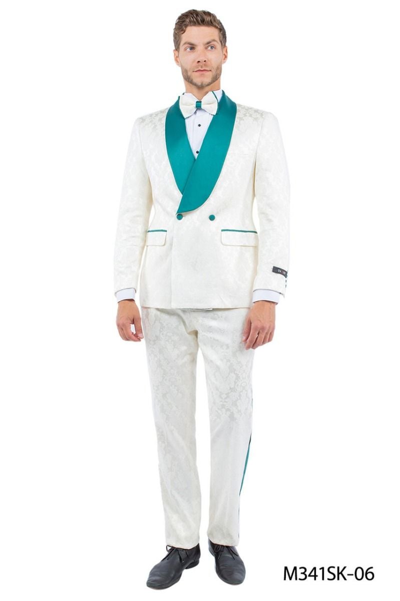 Tazio Men's Skinny Fit 2 Piece Suit Bold Color Accents - 38 Short Jacket+32 Waist Adjustable 28to34)(Height: 5 4 to5 7 )(Neck 15-16.5)S-M)