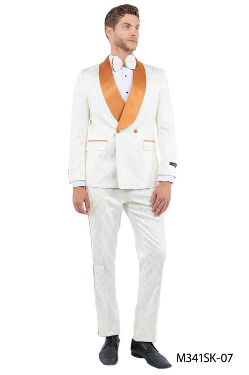 Tazio Men's Skinny Fit 2 Piece Suit Bold Color Accents