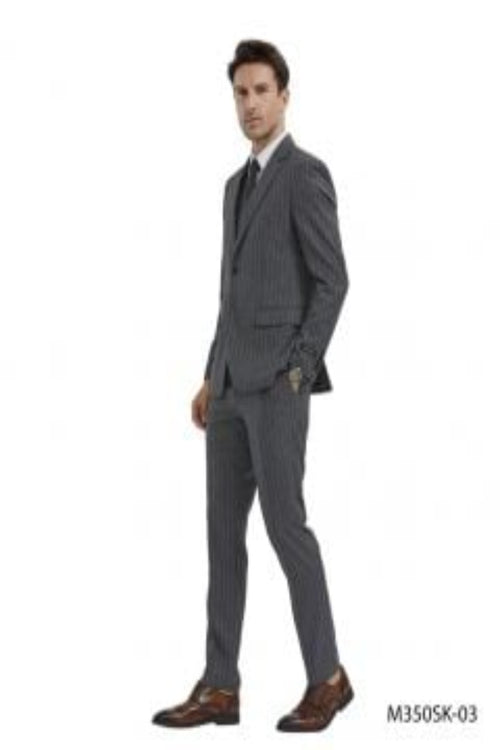 Tazio Men's 3-Piece Skinny Fit Banker Pinstripe Suit | Award-Winning Design