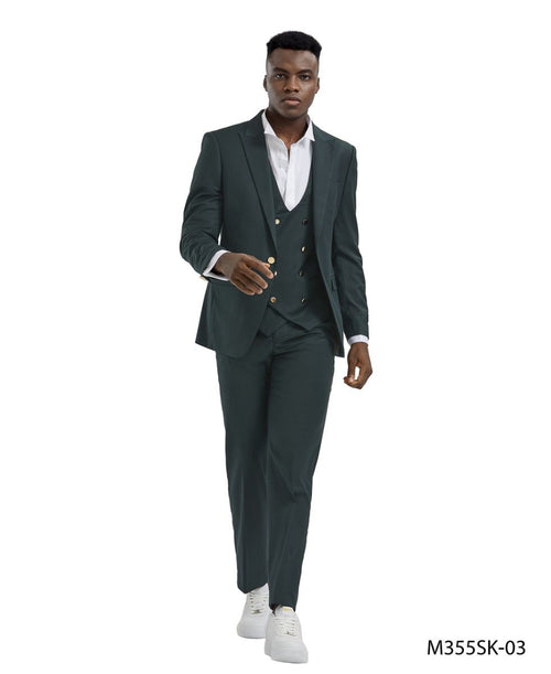 Tazio Men's Skinny Fit 3-Piece purple Suit - Bold Colors
