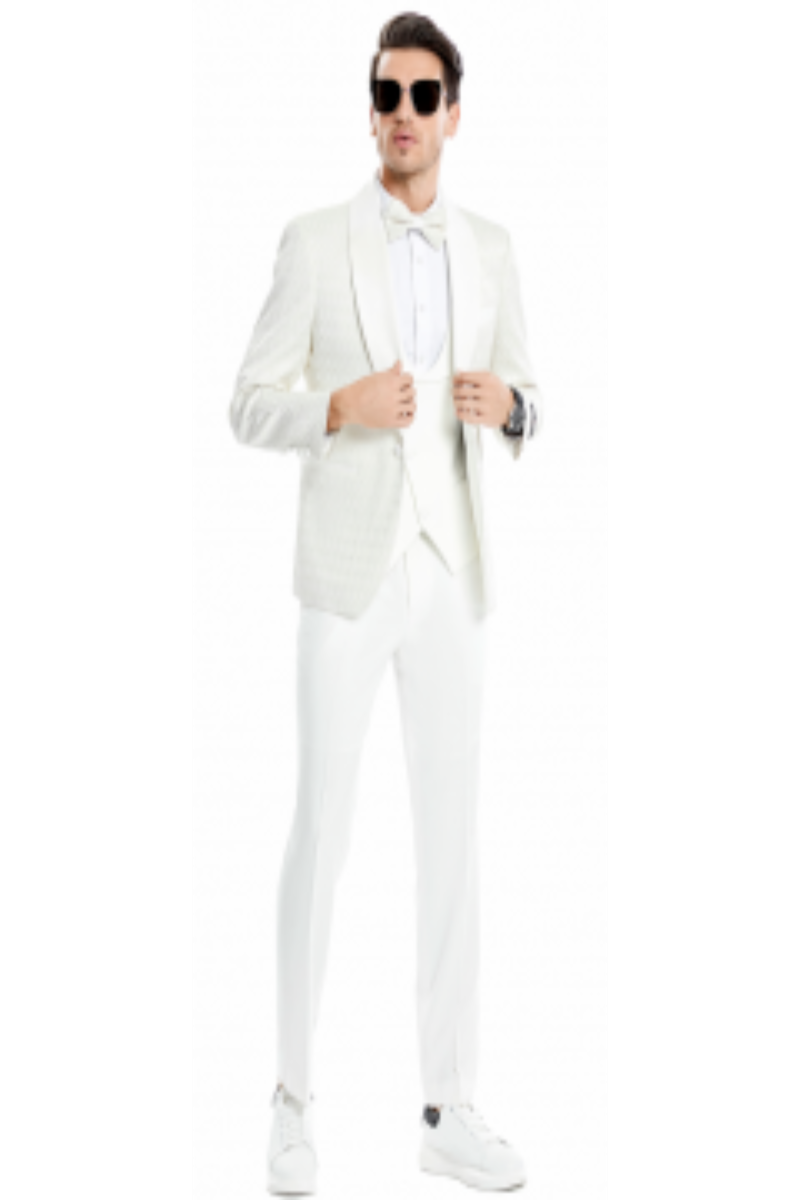 Tazio Men's 3-Piece Skinny Fit Honeycomb Suit