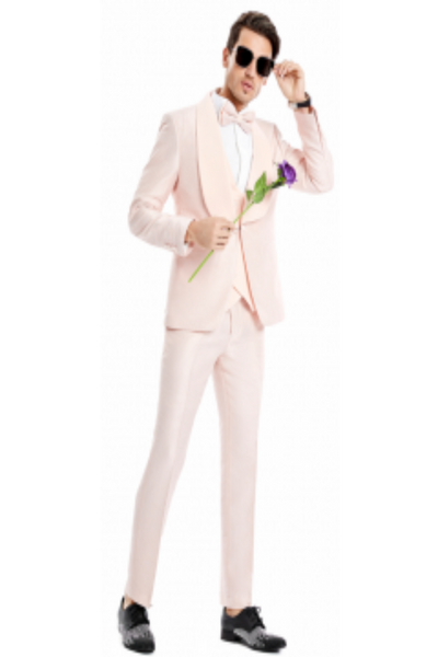Tazio Men's 3-Piece Skinny-Fit Suit - Wide Shawl Lapel