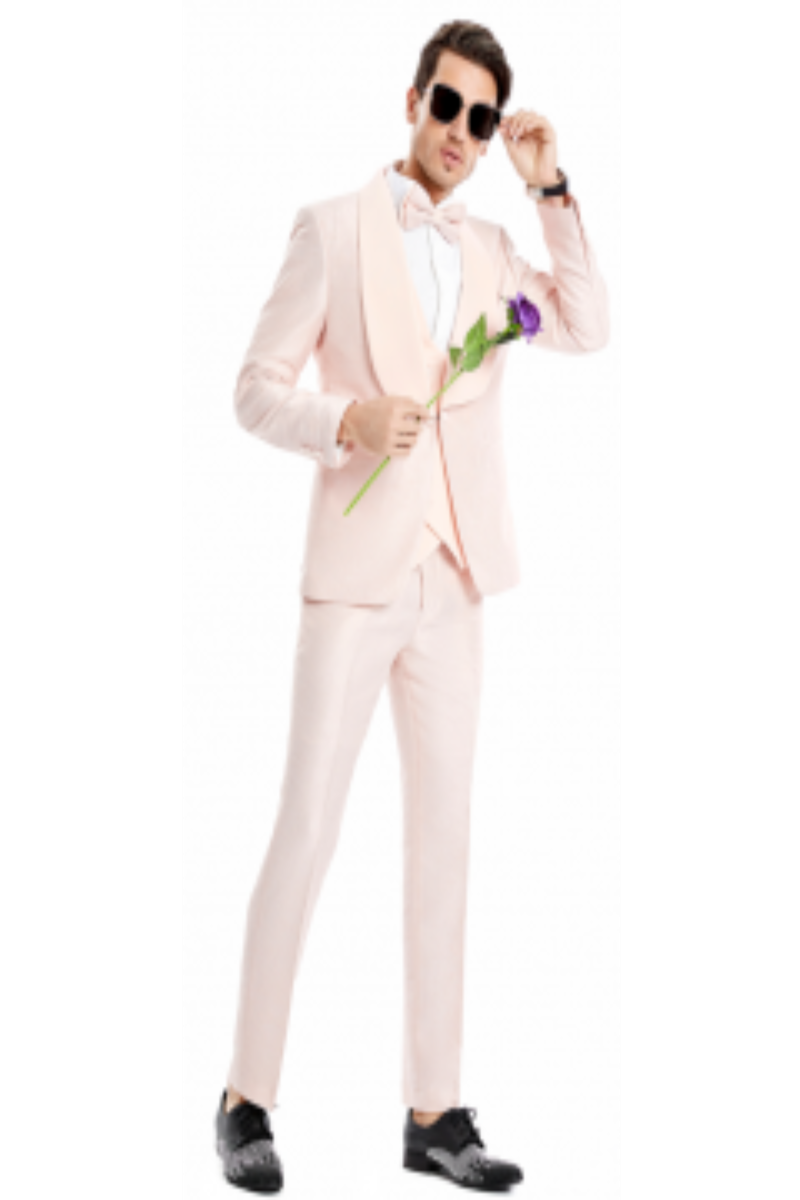 Tazio Men's 3-Piece Skinny-Fit Suit - Wide Shawl Lapel - 38 Short Jacket+32 Waist Adjustable 28to34)(Height: 5 4 to5 7 )(Neck 15-16.5)S-M)
