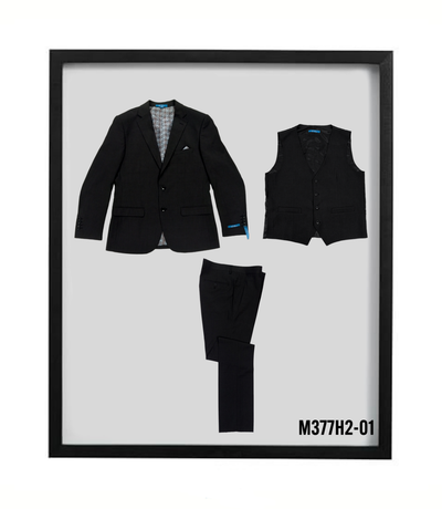 Sean Alexander Men's 3 Pc Hybrid Fit Suit Solid Colors black