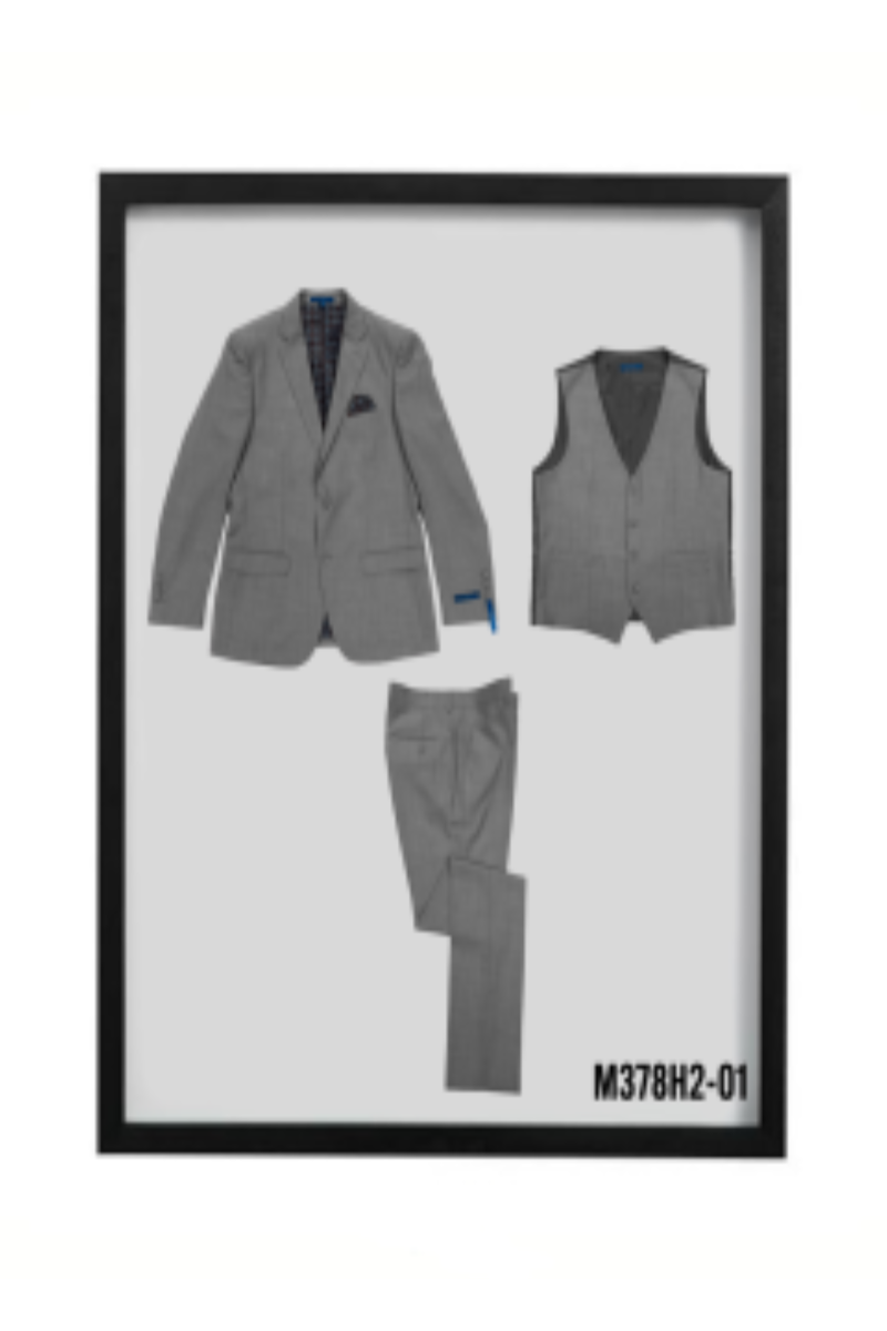 Sean Alexander Men's Solid 3-Piece Hybrid Fit Suit - 38 Short Jacket+32 Waist Adjustable 28to34)(Height: 5 4 to5 7 )(Neck 15-16.5)S-M)