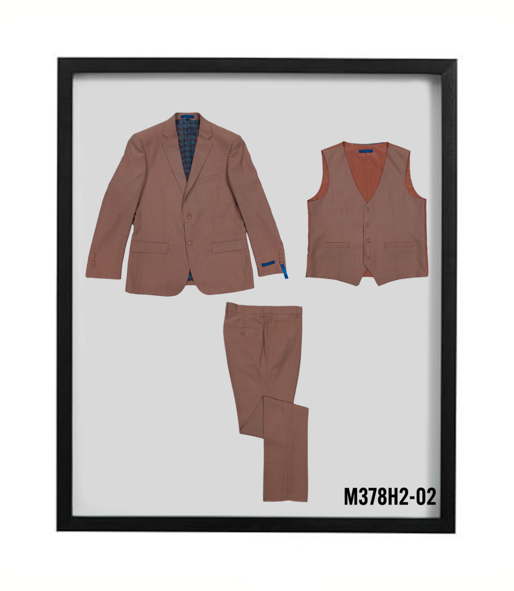 Sean Alexander Men's Solid 3-Piece Hybrid Fit Suit - 38 Short Jacket+32 Waist Adjustable 28to34)(Height: 5 4 to5 7 )(Neck 15-16.5)S-M)