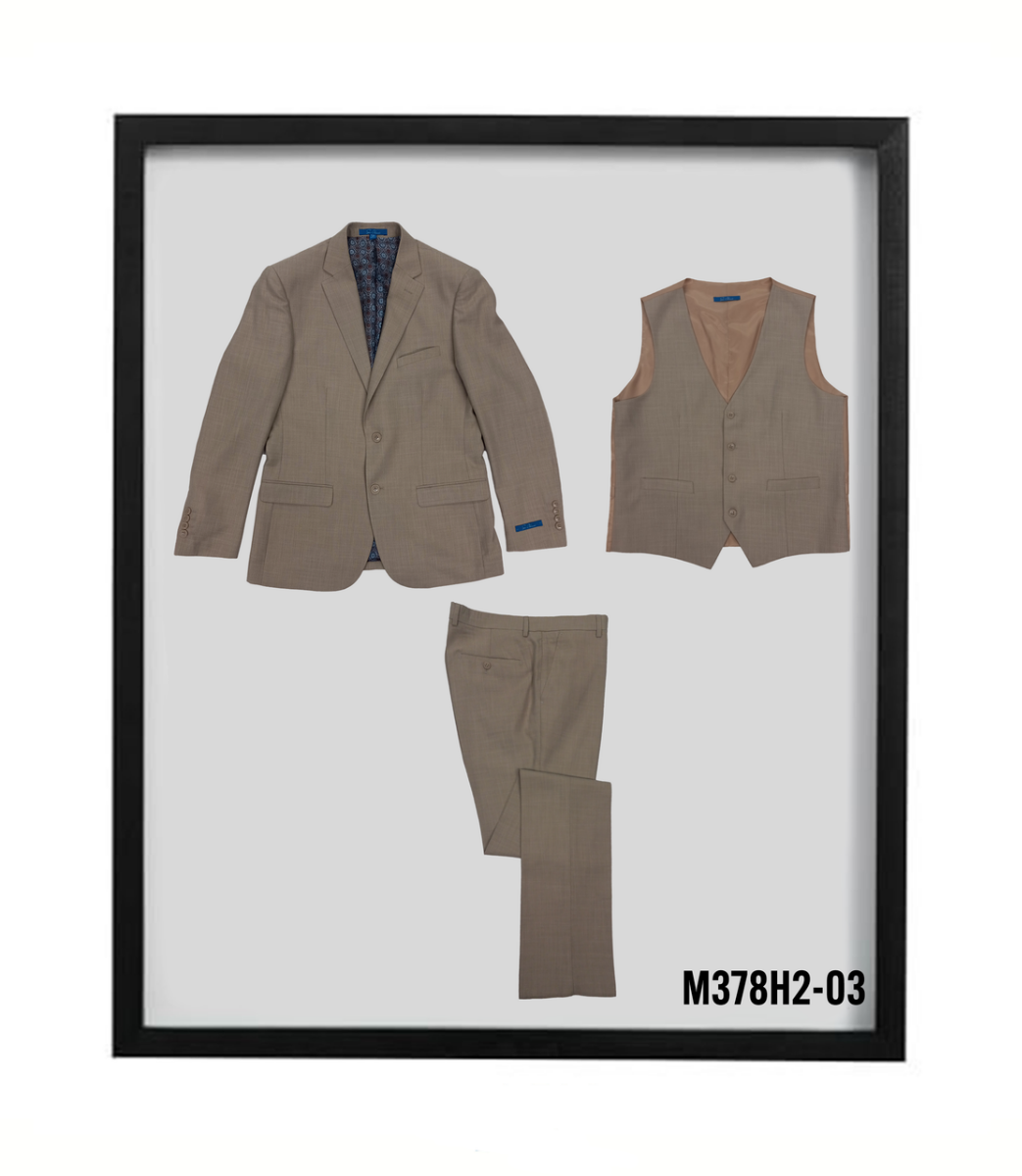 Sean Alexander Men's Solid 3-Piece Hybrid Fit Suit - 38 Short Jacket+32 Waist Adjustable 28to34)(Height: 5 4 to5 7 )(Neck 15-16.5)S-M)