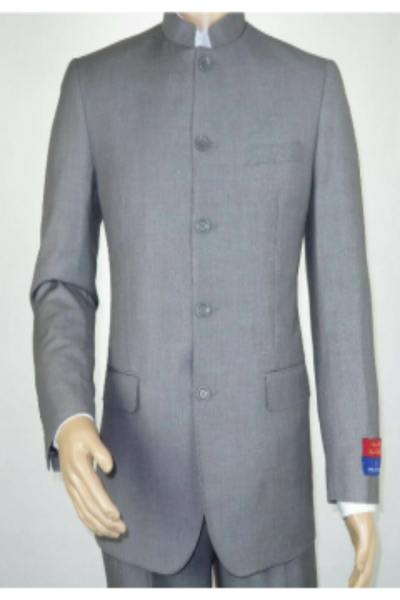 Chinese Collar - Indian Nehru Style - Men's Mandarin Collar 2 Piece Suit