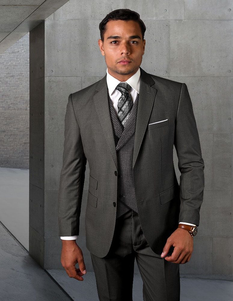 Pant Men's Textured 3 Piece Suit Unique Fashion Vest & Pant Set Statement - 38 Short Jacket+32 Waist Adjustable 28to34)(Height: 5 4 to5 7 )(Neck 15-16.5)S-M)