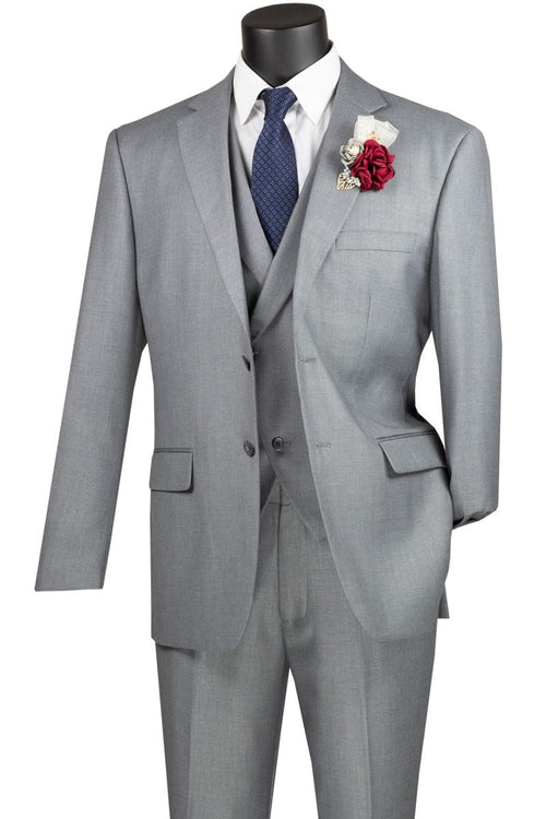 Vinci Men's Modern Fit 3 Piece purpleSuit Bold Solid Colors