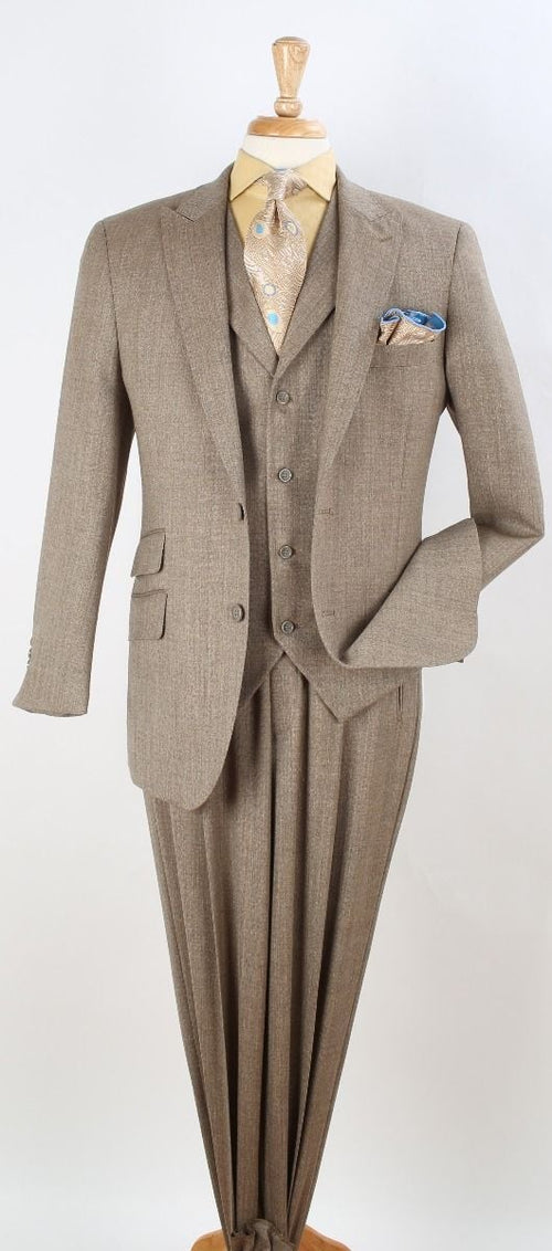 Apollo King Men's 3pc 100% Wool Suit Peak Lapel for Fashionable Look