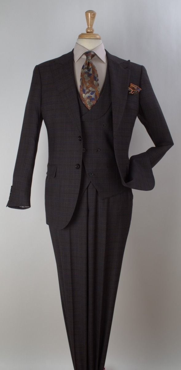 Apollo King Men's 100% Wool 3pc Suit Flat Front Pants Shop Now! - 38 Short Jacket+32 Waist Adjustable 28to34)(Height: 5 4 to5 7 )(Neck 15-16.5)S-M)