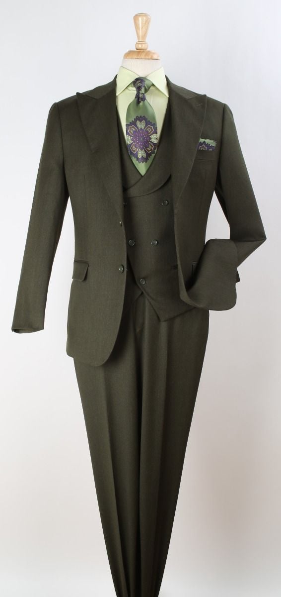 Apollo King Men's Wool Fashion Suit Flat Front Pants 3pc Set - 38 Short Jacket+32 Waist Adjustable 28to34)(Height: 5 4 to5 7 )(Neck 15-16.5)S-M)
