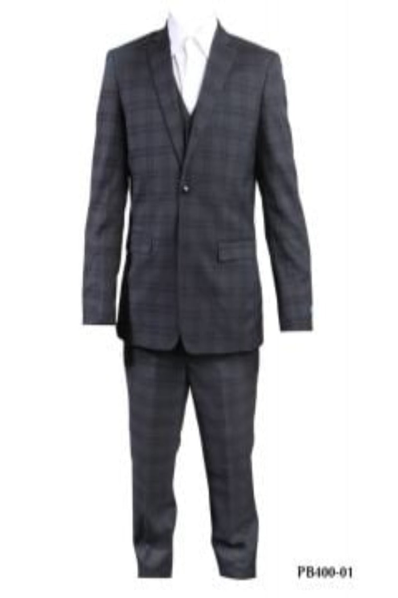 Plaid
Perry Ellis Boys' Windowpane Plaid 3-Piece Suit - 38 Short Jacket+32 Waist Adjustable 28to34)(Height: 5 4 to5 7 )(Neck 15-16.5)S-M)