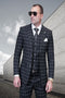 Plaid Men's 3 Piece Wool Suit Classic Windowpane Plaid Modern Fit