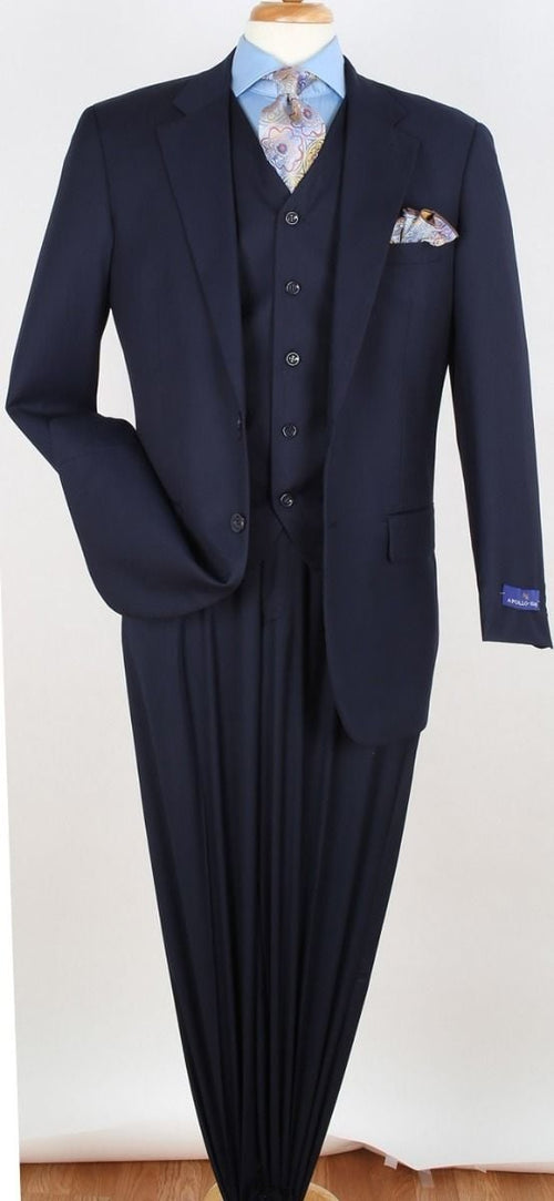Apollo King Men's Executive 3-Piece Suit Pleated Pants Formal Wear