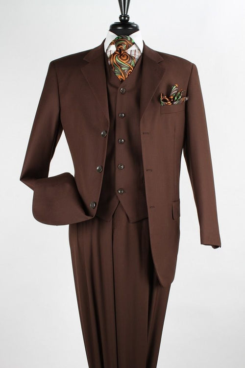 Apollo King Men's Executive 3-Piece Suit Pleated Pants Formal Wear