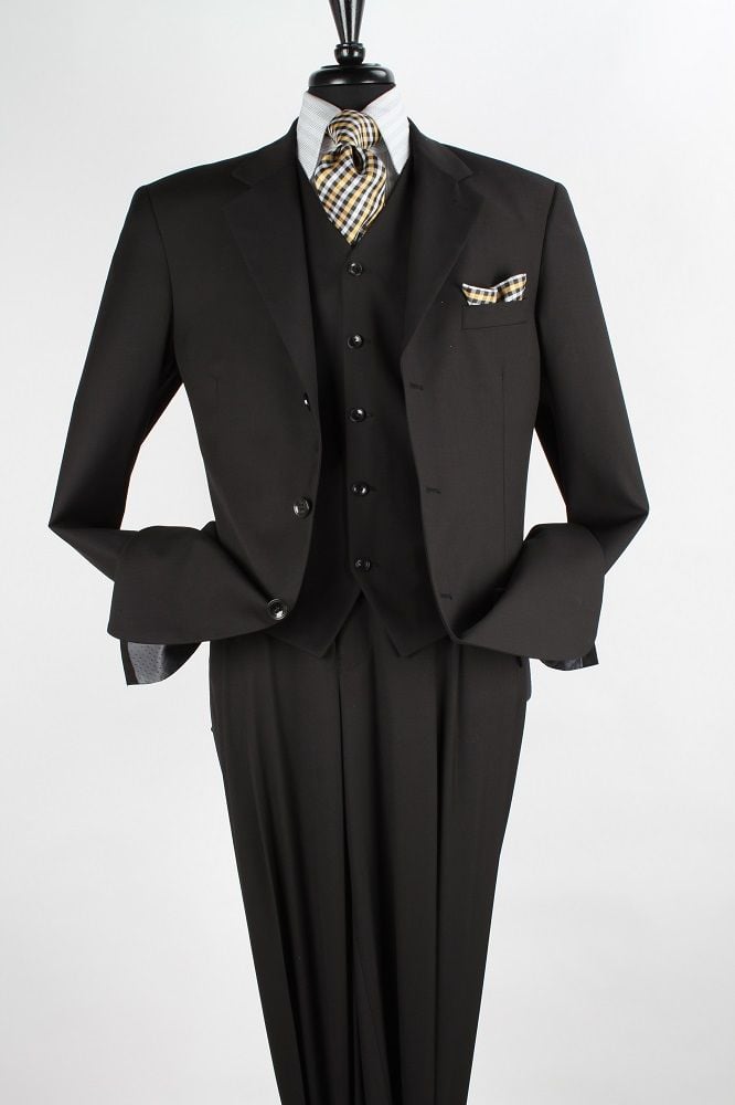 Apollo King Men's Executive 3-Piece Suit Pleated Pants Formal Wear - 38 Short Jacket+32 Waist Adjustable 28to34)(Height: 5 4 to5 7 )(Neck 15-16.5)S-M)