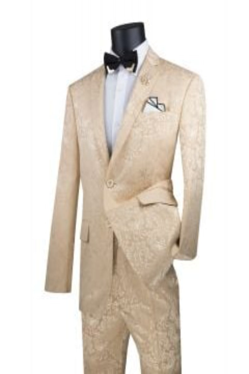 Vinci Mens 2-Piece Slim Fit Suit - Stylish Pattern Accents
